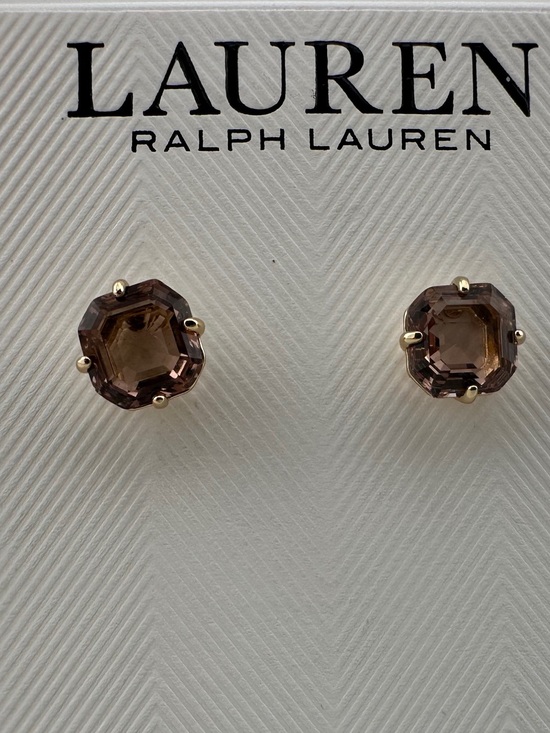 Lauren Ralph Lauren Jewelry - Lauren Ralph Lauren Gold-Tone Smoky Brown Crystal Octagon Stud Earrings